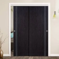 Pass-Easi Two Sliding Doors And Frame Kit - Zanzibar Ash Grey Door - Prefinished