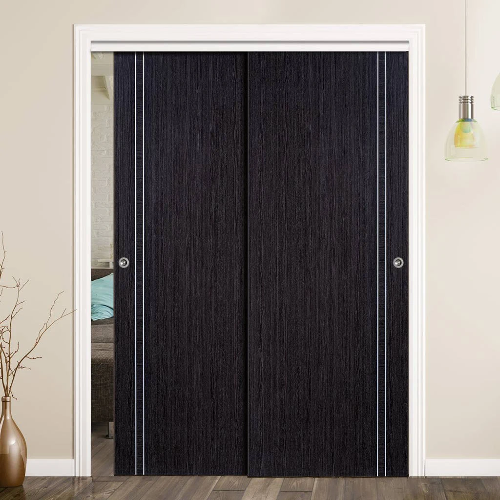 Pass-Easi Two Sliding Doors And Frame Kit - Zanzibar Ash Grey Door - Prefinished 1 Pass-Easi Two Sliding Doors And Frame Kit - Zanzibar Ash Grey Door - Prefinished