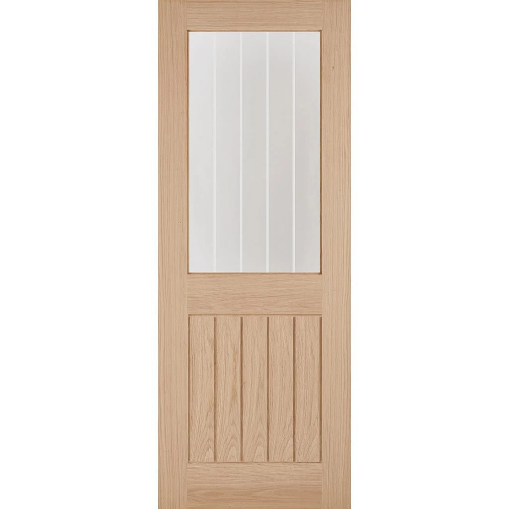 Premium Single Sliding Door & Wall Track - Belize Oak Door - Silkscreen Etched Glass - Unfinished 2 Premium Single Sliding Door & Wall Track - Belize Oak Door - Silkscreen Etched Glass - Unfinished - Image 2
