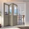 Three Folding Doors & Frame Kit - Belize Light Grey 3+0 - Clear Glass Frosted Lines - Prefinished