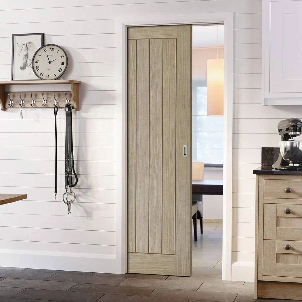 Belize Light Grey Single Evokit Pocket Door - Prefinished 1 Belize Light Grey Single Evokit Pocket Door - Prefinished