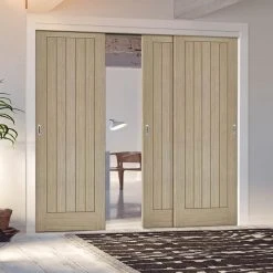 Pass-Easi Three Sliding Doors And Frame Kit - Belize Light Grey Door - Prefinished