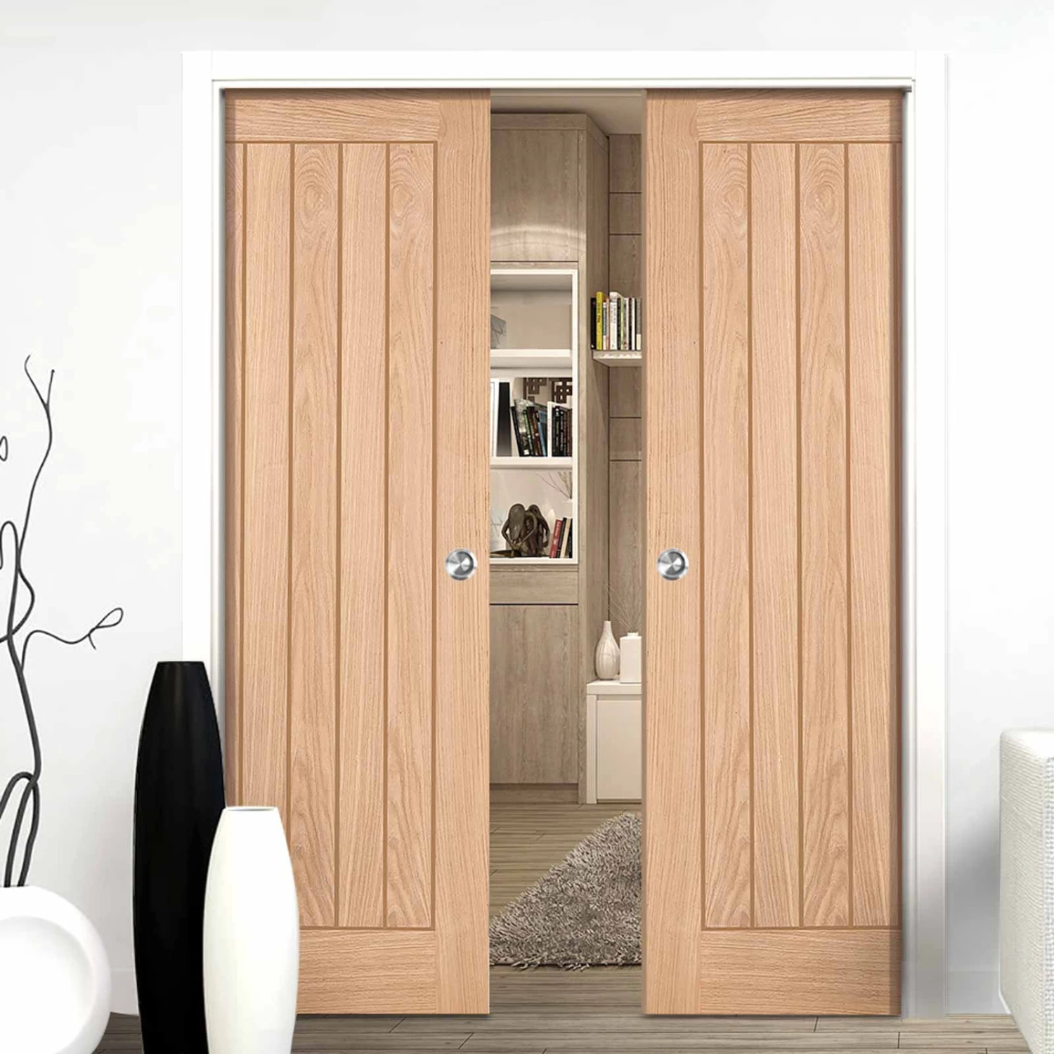 Belize Oak Double Evokit Pocket Doors 1 Belize Oak Double Evokit Pocket Doors