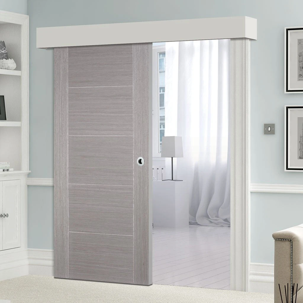 Bespoke Thruslide Surface Light Grey Vancouver Door - Sliding Door And Track Kit - Prefinished 1 Bespoke Thruslide Surface Light Grey Vancouver Door - Sliding Door And Track Kit - Prefinished