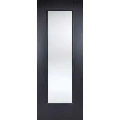 Single Sliding Door & Wall Track - Eindhoven Black Primed Door - Clear Glass - Unfinished -LPD Door black eindhoven glazed 1l main3