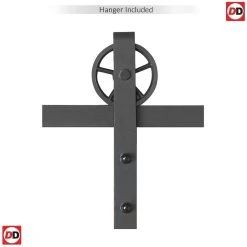 Double Sliding Door & Wagon Wheel Black Track - Kilburn 3 Panel Oak Doors - Unfinished -LPD Door black wagon wheel hanger bracket directdoors 1a8fa6f8 4786 4dc5 b939 961ace8de054