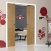 Bespoke Catalonia Flush Oak Double Pocket Door - Prefinished