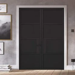 Chelsea 4 Panel Black Primed Internal Door Pair