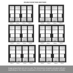 ThruEasi Room Divider - Chelsea 4 Pane Black Primed Clear Glass Unfinished Double Doors With Double Sides -LPD Door chelsea clear glass doors modern interior design CHEBLACLR30 THRT13