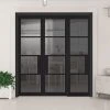 ThruEasi Room Divider - Chelsea 4 Pane Black Primed Tinted Glass Unfinished Double Doors With Single Side