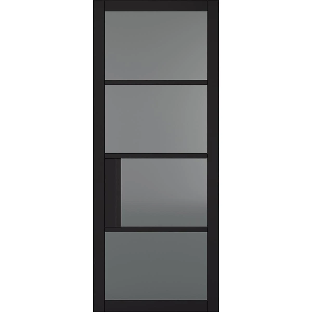 ThruEasi Room Divider - Chelsea 4 Pane Black Primed Tinted Glass Unfinished Door With Single Side 2 ThruEasi Room Divider - Chelsea 4 Pane Black Primed Tinted Glass Unfinished Door With Single Side - Image 2
