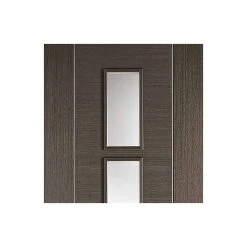 Single Sliding Door & Wall Track - Alcaraz Chocolate Grey Door - Clear Glass - Prefinished -LPD Door chocolate grey alcaraz glazed 3l top6