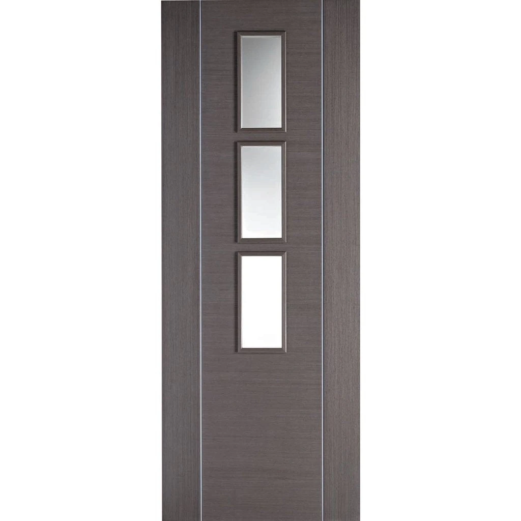 Premium Single Sliding Door & Wall Track - Alcaraz Chocolate Grey Door - Clear Glass - Prefinished 2 Premium Single Sliding Door & Wall Track - Alcaraz Chocolate Grey Door - Clear Glass - Prefinished - Image 2