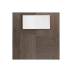 Bespoke Apollo Chocolate Grey 3L Internal Door - Clear Glass - Prefinished -LPD Door chocolate grey apollo glazed 3l bot