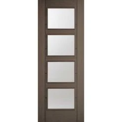 Bespoke Thruslide Surface Vancouver Chocolate Grey 4L Door - Clear Glass - Sliding Door And Track Kit - Prefinished -LPD Door chocolate grey vancouver glazed 4l main7