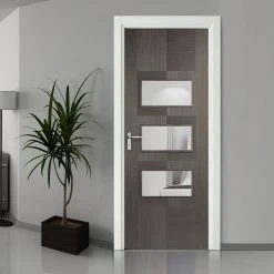 Bespoke Apollo Chocolate Grey 3L Internal Door - Clear Glass - Prefinished
