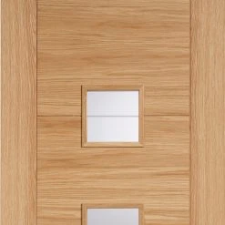 Bespoke Vancouver Oak 4LS Internal Door Diamond Lined Clear Glass - Prefinished -LPD Door contemporary door vancouver glazed oak brilliant clear cut lines lpd top11