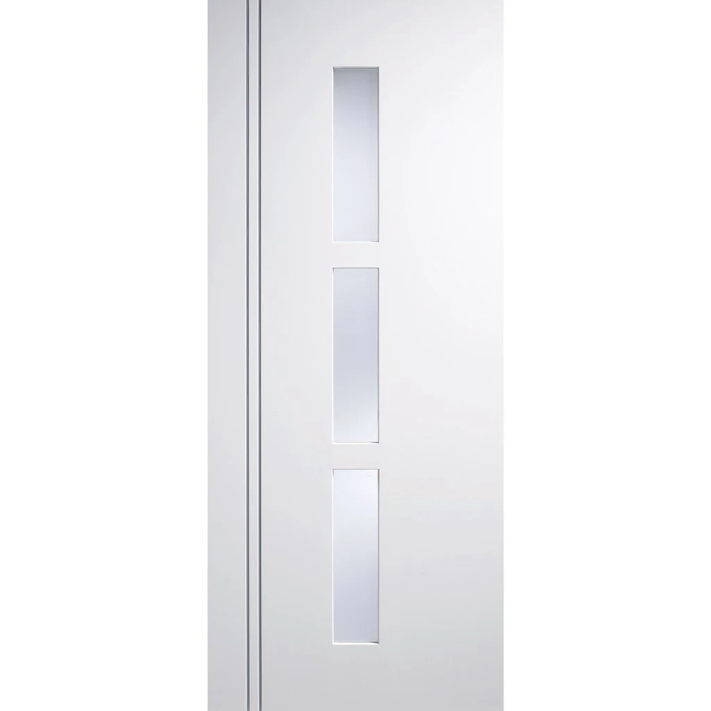 Premium Double Sliding Door & Wall Track - Sierra Blanco Door - Frosted Glass - White Painted 2 Premium Double Sliding Door & Wall Track - Sierra Blanco Door - Frosted Glass - White Painted - Image 2