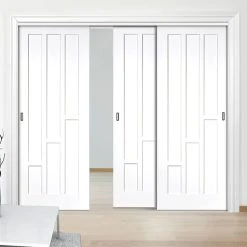 Pass-Easi Three Sliding Doors And Frame Kit - Coventry Panel Door - White Primed