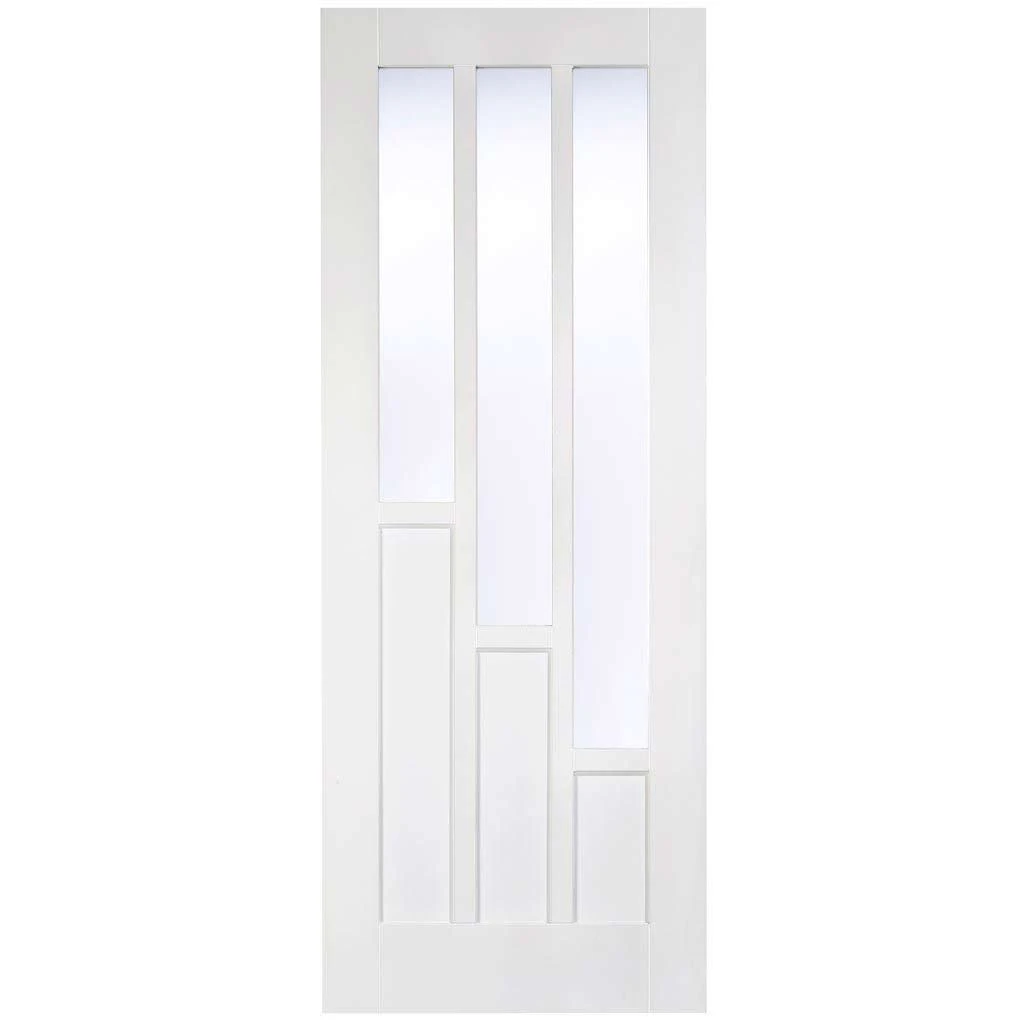 Coventry Internal Door Pair - Clear Glass - White Primed 2 Coventry Internal Door Pair - Clear Glass - White Primed - Image 2