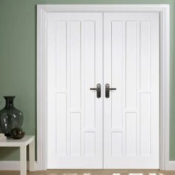 Coventry Panel Internal Door Pair - White Primed