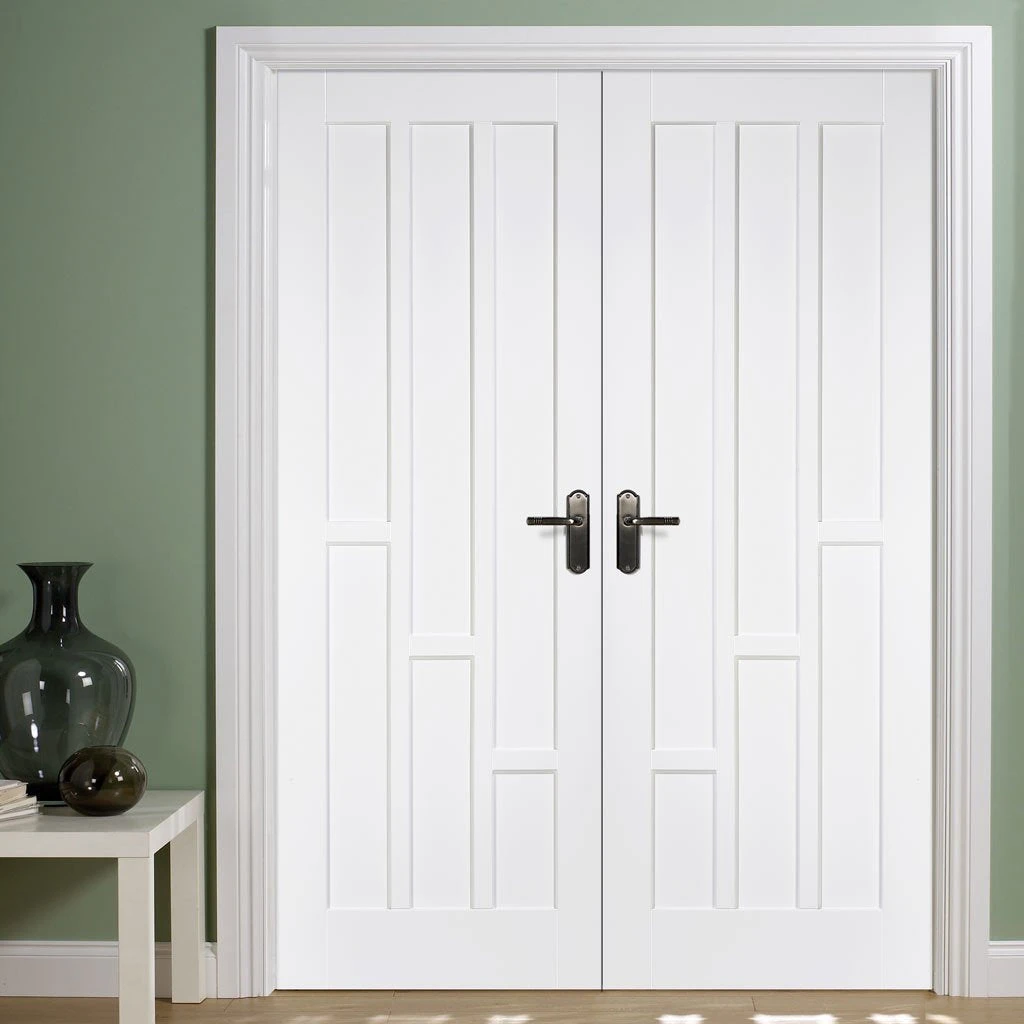 Coventry Panel Internal Door Pair - White Primed 1 Coventry Panel Internal Door Pair - White Primed