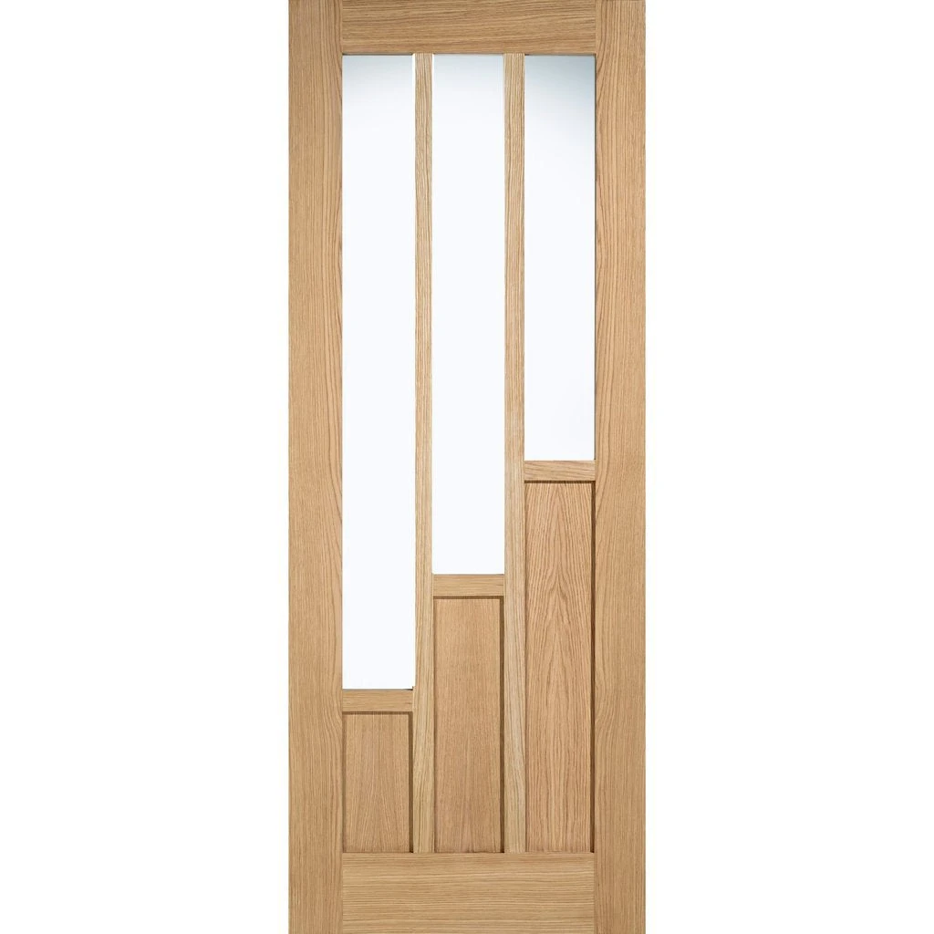 Pass-Easi Three Sliding Doors And Frame Kit - Coventry Contemporary Oak Door - Clear Glass - Unfinished 2 Pass-Easi Three Sliding Doors And Frame Kit - Coventry Contemporary Oak Door - Clear Glass - Unfinished - Image 2
