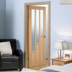 Internal Door And Frame Kit - Coventry Contemporary Oak Internal Door - Clear Glass