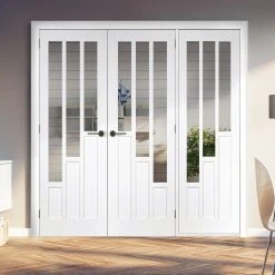 ThruEasi Room Divider - Coventry Clear Glass White Primed Double Doors With Single Side