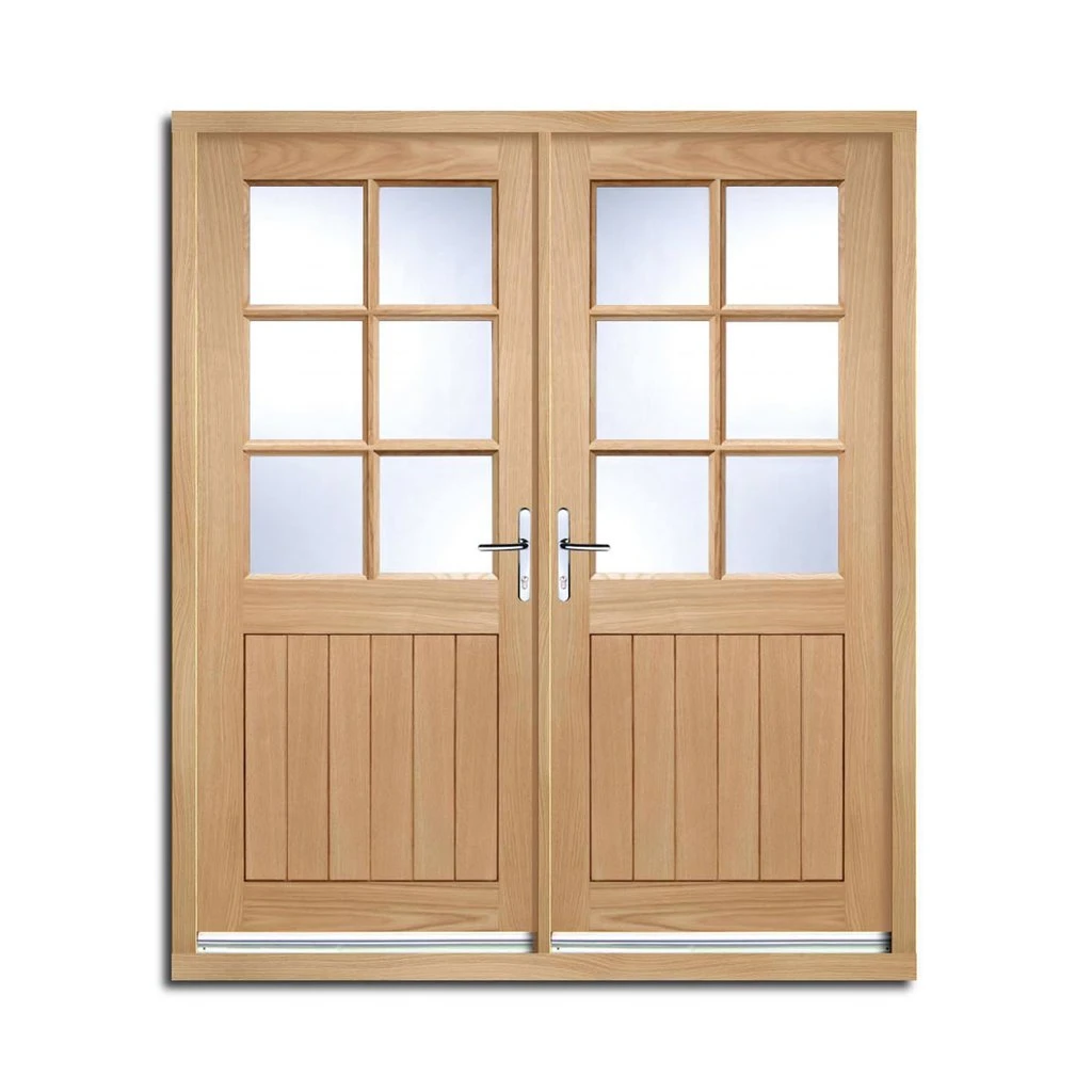 Cottage 6 Pane Oak Double Door And Frame Set - Clear Double Glazing 2 Cottage 6 Pane Oak Double Door And Frame Set - Clear Double Glazing - Image 2