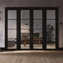 W8 Soho Room Divider Internal Door & Frame Kit - Clear Glass - Black Primed - 2031x2478mm Wide