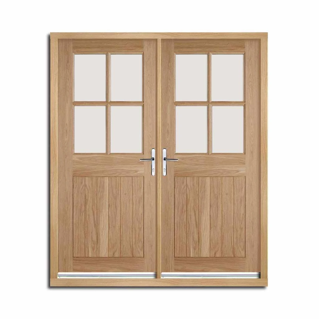 Cottage 4L Exterior Oak Double Door And Frame Set - Clear Double Safety Glazing 2 Cottage 4L Exterior Oak Double Door And Frame Set - Clear Double Safety Glazing - Image 2