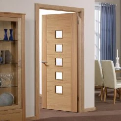 Carini 5 Pane Oak Internal Door - Clear Glass
