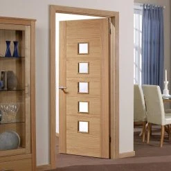 Carini 5 Pane Oak Internal Door - Clear Glass - Prefinished