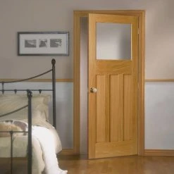 1930's Oak Internal Door - Frosted Glass