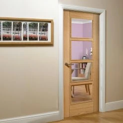 Vancouver Oak 4 Pane Internal Door - Clear Glass - Prefinished