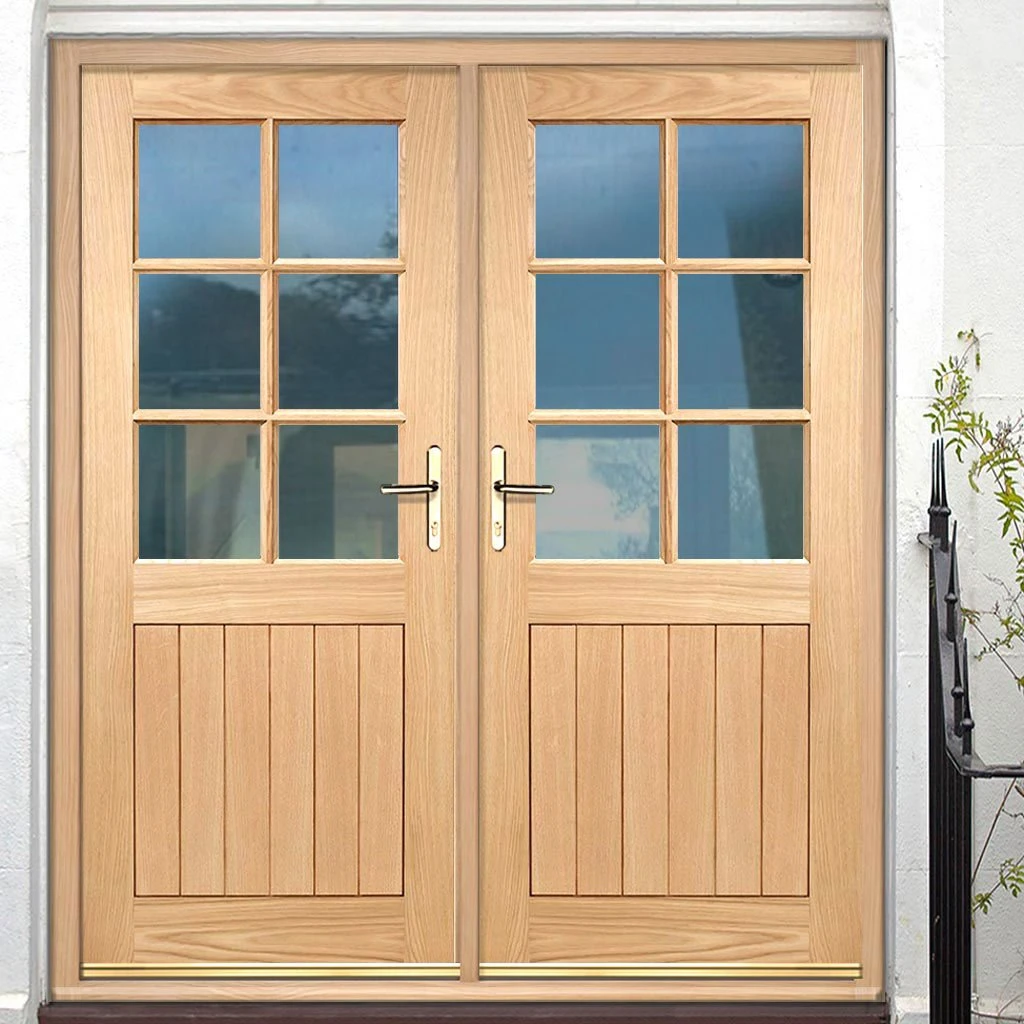 Cottage 6 Pane Oak Double Door And Frame Set - Clear Double Glazing 1 Cottage 6 Pane Oak Double Door And Frame Set - Clear Double Glazing