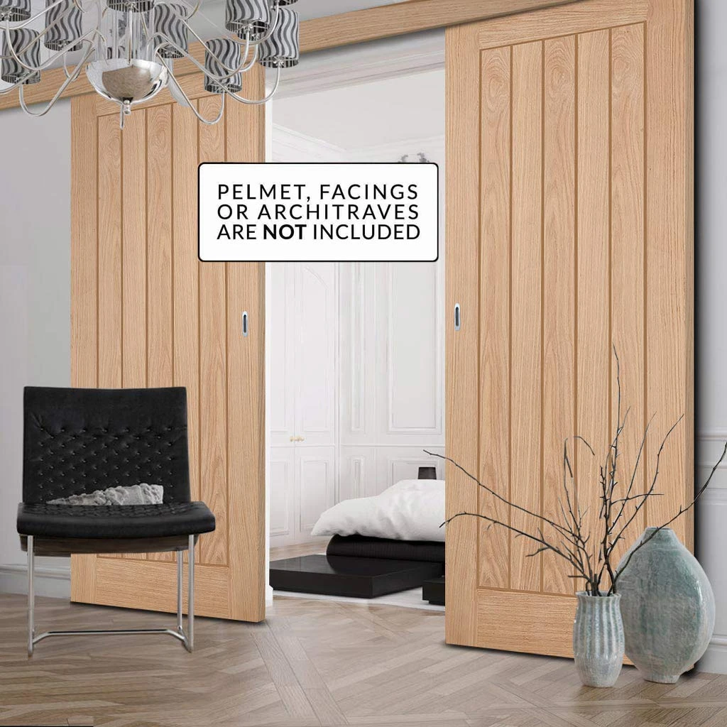 Double Sliding Door & Wall Track - Belize Oak Door - Prefinished 2 Double Sliding Door & Wall Track - Belize Oak Door - Prefinished - Image 2