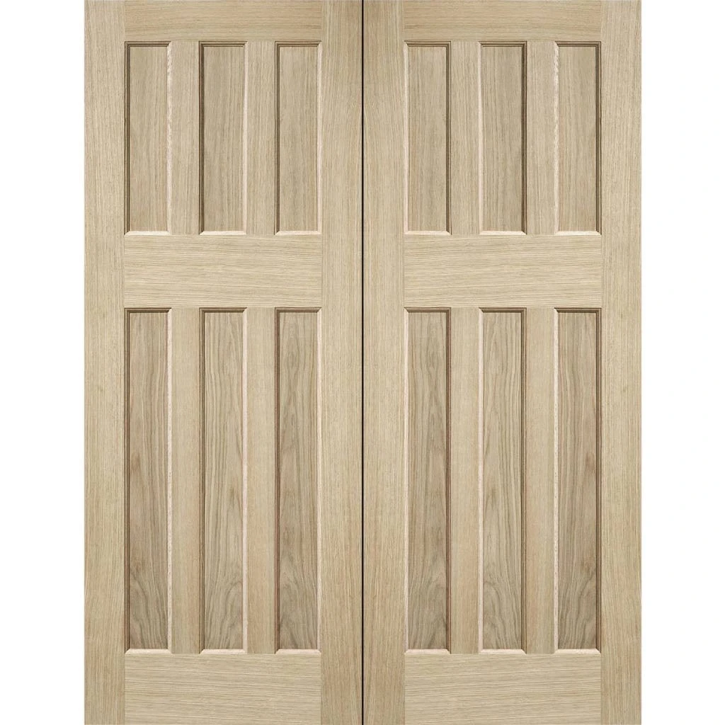 DX 60's Nostalgia Oak Panel Internal Door Pair 2 DX 60's Nostalgia Oak Panel Internal Door Pair - Image 2
