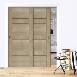 Pass-Easi Two Sliding Doors And Frame Kit - Edmonton Light Grey Door - Prefinished