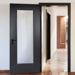 Eindhoven Black Primed Internal Door - Clear Glass