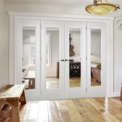 ThruEasi Room Divider - Eindhoven 1 Pane - Clear Glass White Primed Double Doors With Double Sides