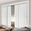 Pass-Easi Four Sliding Doors And Frame Kit - Eindhoven 1 Panel Door - White Primed