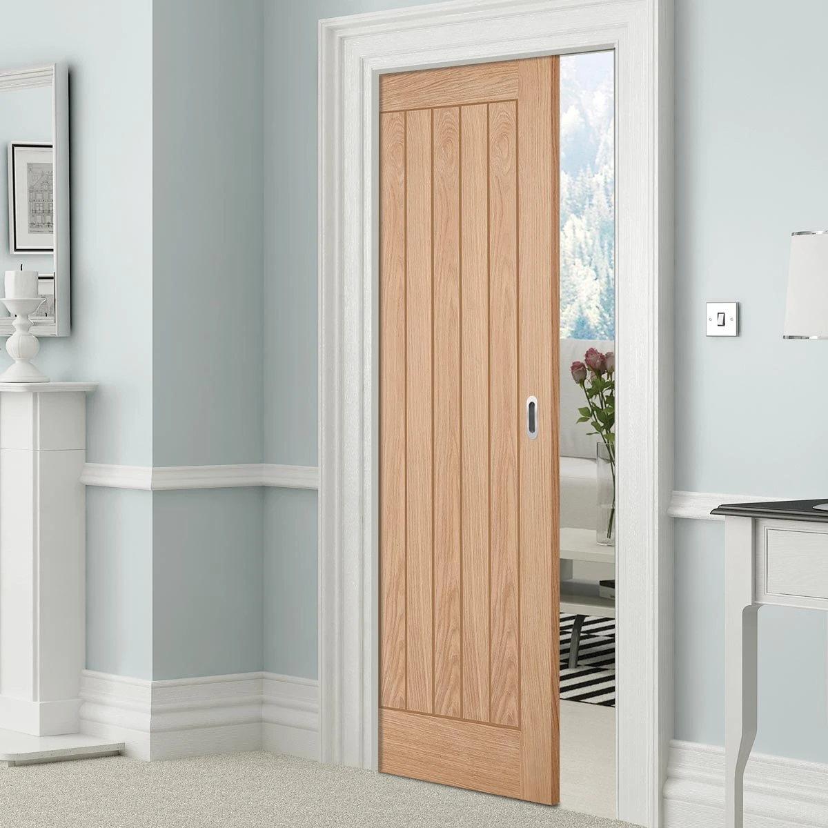 Belize Oak Evokit Pocket Fire Door - 30 Minute Fire Rated - Prefinished 1 Belize Oak Evokit Pocket Fire Door - 30 Minute Fire Rated - Prefinished