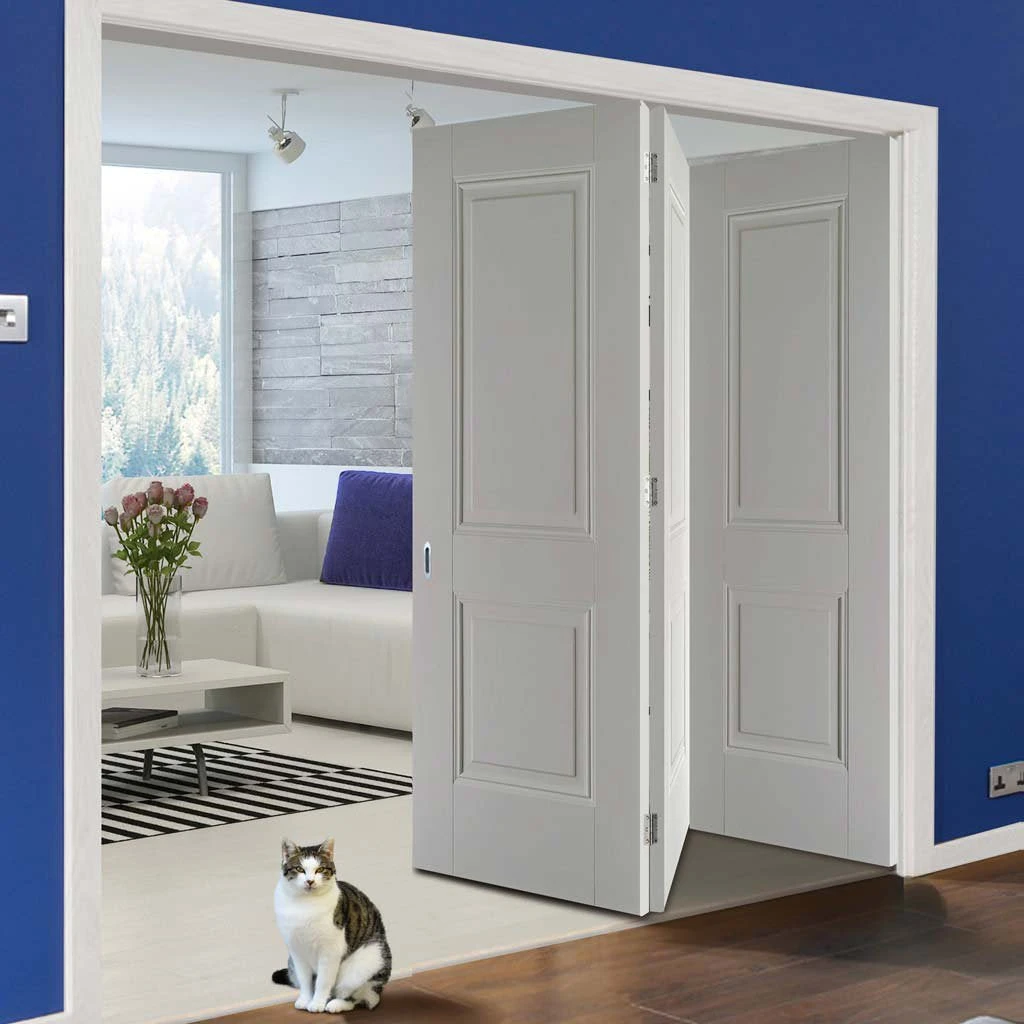 Three Folding Doors & Frame Kit - Arnhem 2 Panel 3+0 - White Primed 2 Three Folding Doors & Frame Kit - Arnhem 2 Panel 3+0 - White Primed - Image 2