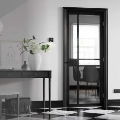 Greenwich Black Primed Internal Door - Clear Glass