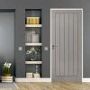 Textured Vertical 5 Panel Grey Internal Door - Prefinished