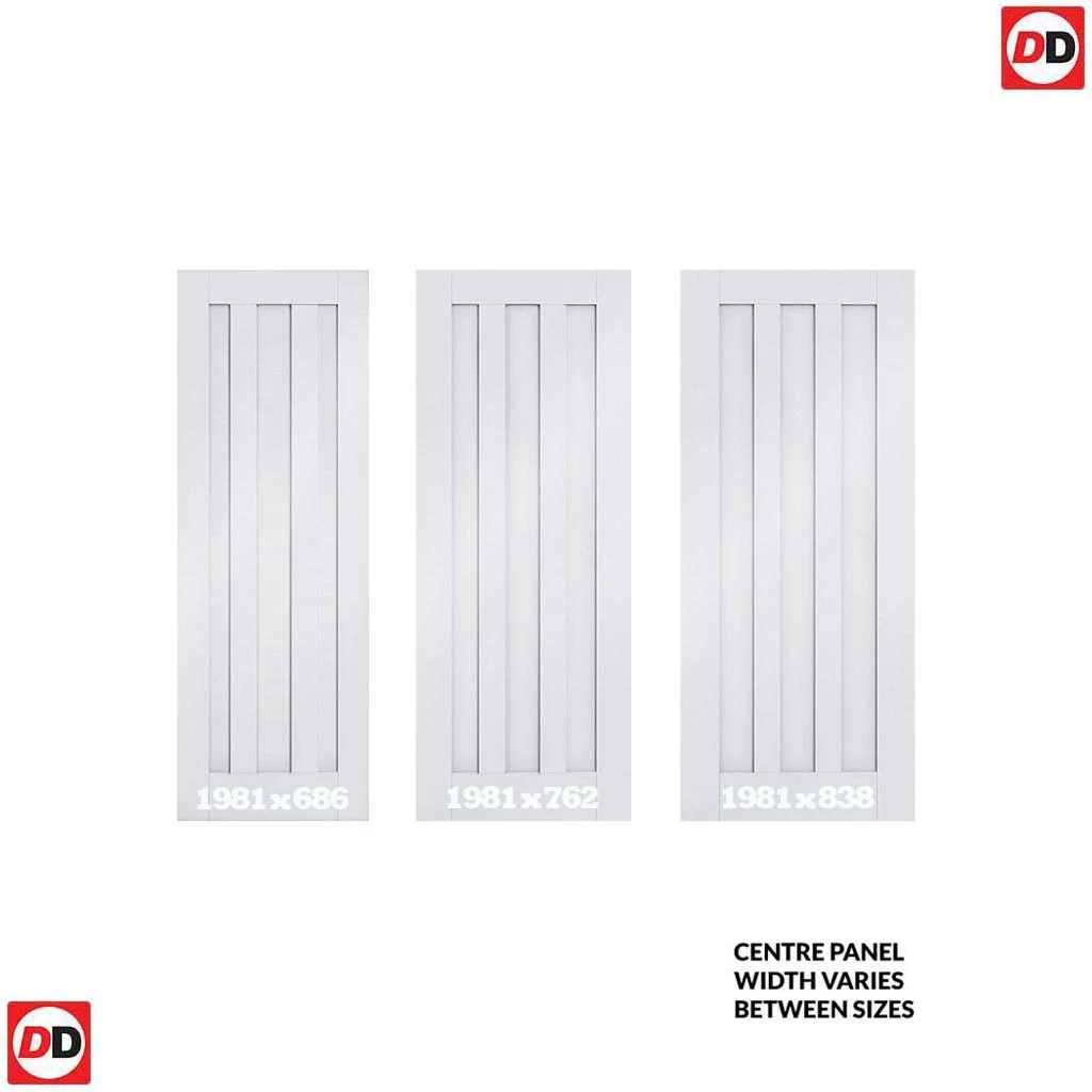 Utah 3 Panel Internal Door - Clear Glass - White Primed 3 Utah 3 Panel Internal Door - Clear Glass - White Primed - Image 3