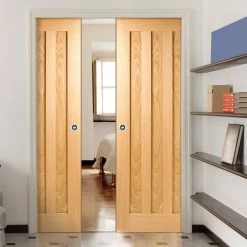 Idaho Oak 3 Panel Double Evokit Pocket Door