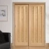 Pass-Easi Two Sliding Doors And Frame Kit - Idaho 3 Panel Oak Door - Unfinished